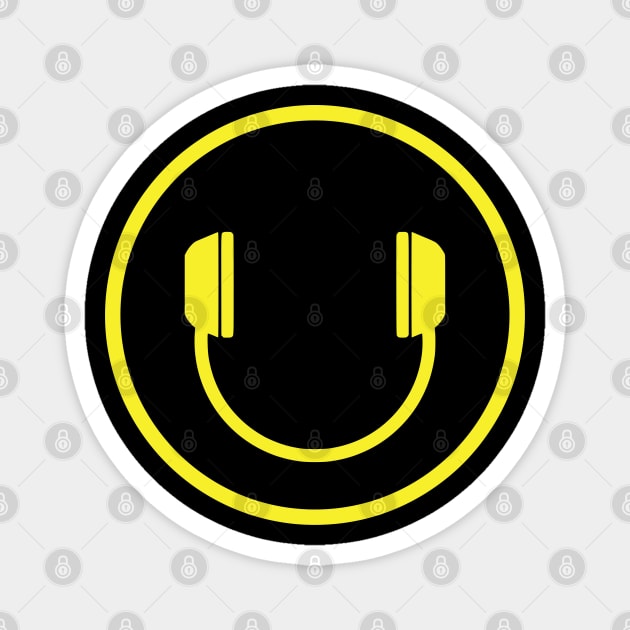 DJ HEADPHONES SMILEY FACE Magnet by MarkBlakeDesigns