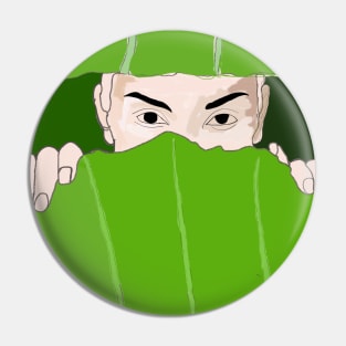 Man hiding behind the leaf Pin