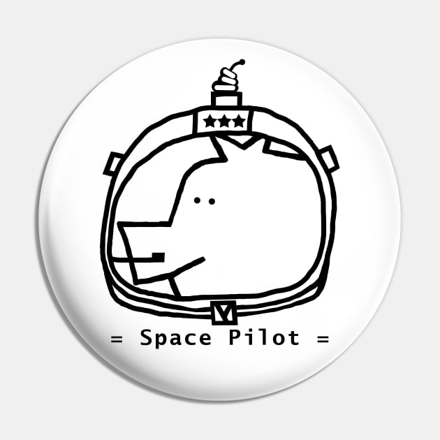 Space Pilot Pig Portrait Minimal Line Drawing Pin by ellenhenryart