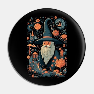 Whimsical Wizard - Cartoon Style - Fantasy Pin