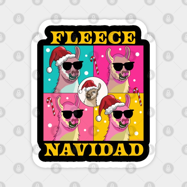 Fleece Navidad Llama - Feliz Navidad Funny Christmas Llama Magnet by OrangeMonkeyArt