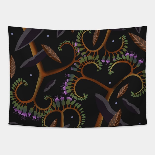 dark botanical dream Tapestry by Pacesyte