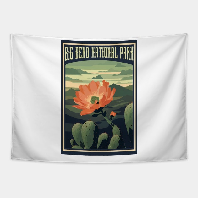 Big Bend National Park Travel Poster Tapestry by GreenMary Design