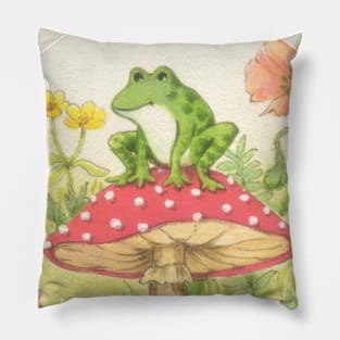 Froggie on mushroom Pillow