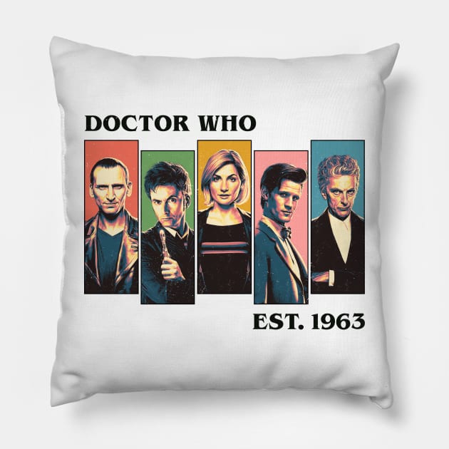 Doctor Who Est 1963 Classic Retro Pillow by OrcaDeep