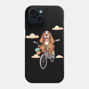 Cute cartoon dog basset hound bicycling Phone Case