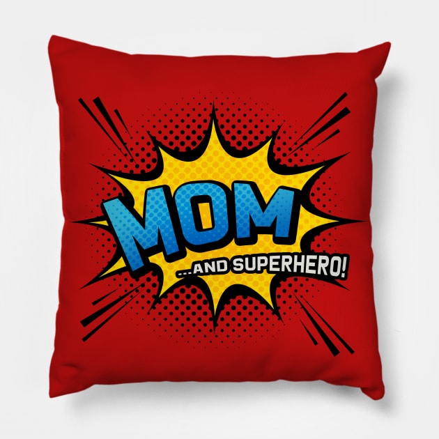 Mom & Superhero - Comic Book Style Mother Gift Pillow by Elsie Bee Designs