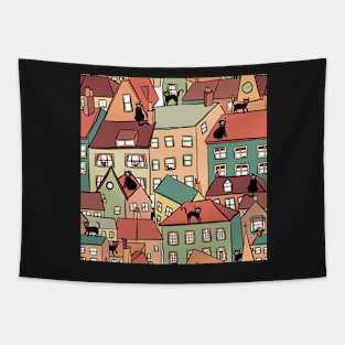 Cats on rooftops Tapestry