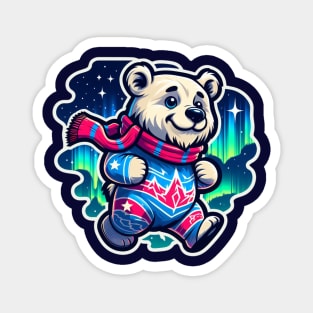 Cute Polar Bear - Nothern Lights Mascot Bear Magnet