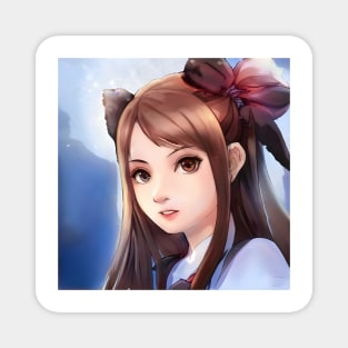 Brown Hair Anime Girl Magnet
