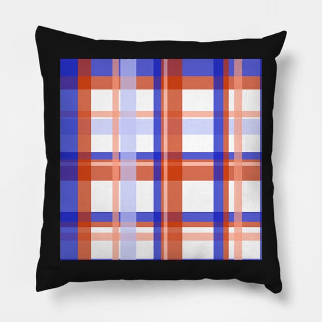 Cozy plaid tartan in cobalt blue and orange Pillow by FrancesPoff