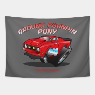 Ground Poundin Pony Cartoon Car Toon Tapestry