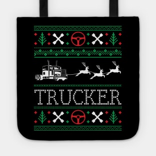 Christmas Trucker Truck Driver Ugly Christmas Sweater Tote