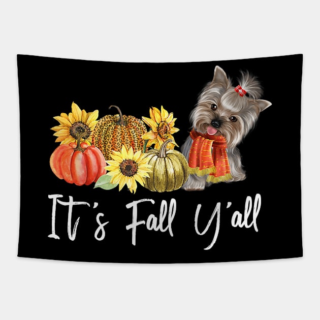 it's fall y'all YORKIE autumn Tapestry by jrgenbode