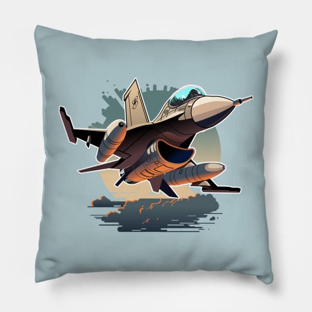 Cartoon fighter plane Pillow by Mechanik