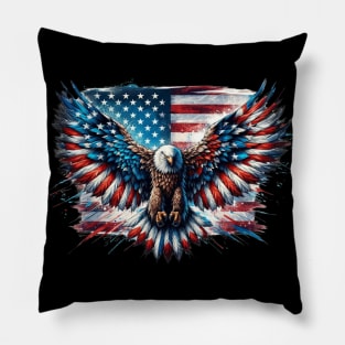 Eagle and the American flag; red white blue; American; America; USA; United states; US; patriotic; 4th July; fourth of July; independence day; celebrate; proud; stars and stripes; American flag; American eagle; Pillow