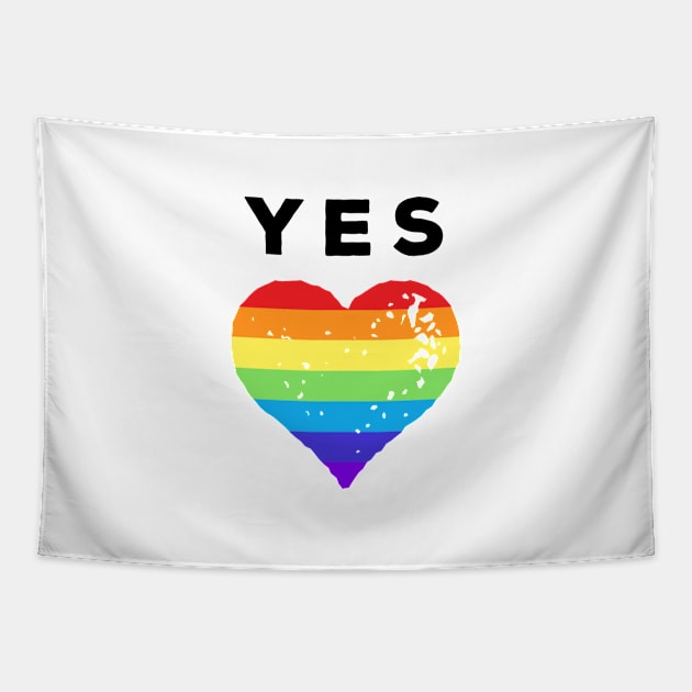 Yes to Love + Gay Pride Tapestry by sagestreetstudio