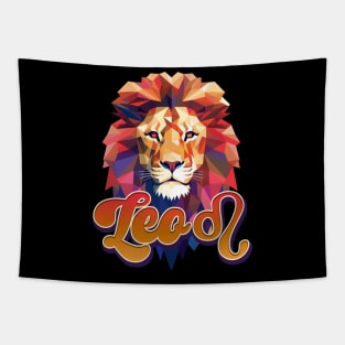 Geometric Leo the Lion Astrological Sign Tapestry