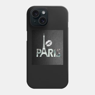 PARIS faux black leather Graphic Design Gifts, Paris Eiffel Tower Graphic Design Kiss Shirt France Gift Phone Case