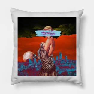 Small Town Big Shot - Surreal/Collage Art Pillow