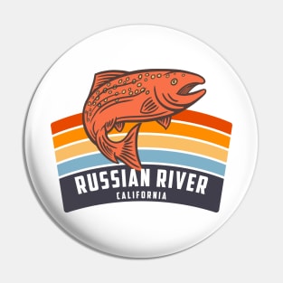 Russian River California Salmon Fishing Graphic Pin