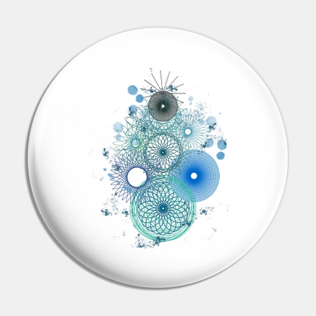 Spirograph Blue Splash pattern - Spirograph - Pin