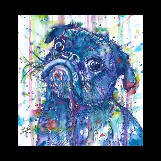 PUG - watercolor and ink portrait by lautir