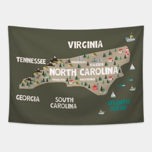 North Carolina Illustrated Map Tapestry