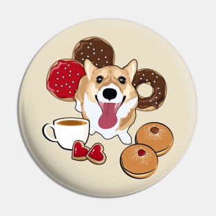 Coffee and Donuts Corgi Pin