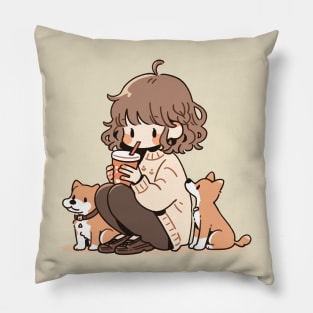 Cute dog mom with her dogs Pillow