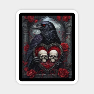 Gothic Raven: Crimson Embrace Magnet