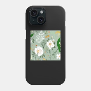 Garden florals on soft green. Phone Case