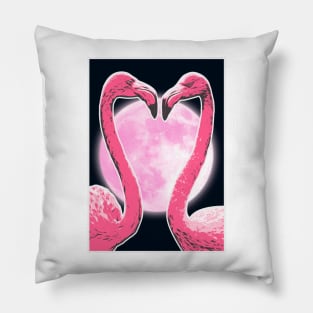 Flamingo Heart Shaped Art Moon Pillow