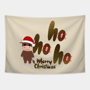 COW Santa Claus - Merry Christmas Tapestry