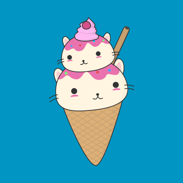 Cute Cat Ice Cream Cone T-Shirt by happinessinatee