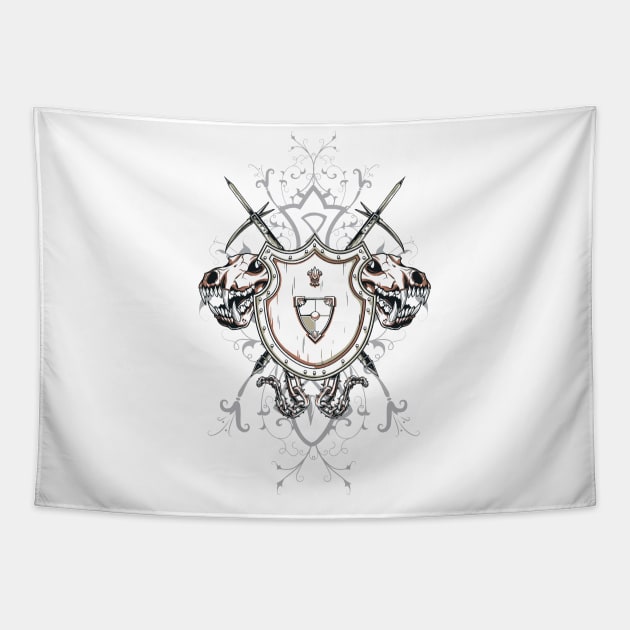 Warrior Knight Shield Beast Tapestry by positivedesigners