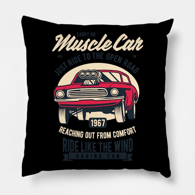 Muscle car car Pillow by BK55