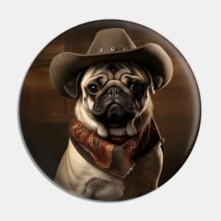 Cowboy Dog - Pug Pin