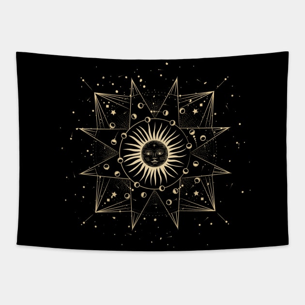 face on sun Tapestry by Diusse