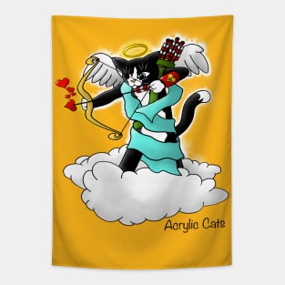 Valentine's Day Tuxedo Cupid Cat Tapestry