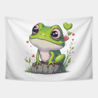 Minimal Cute Baby Frog Tapestry