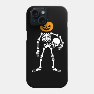 Skeleton holding skull - pumpkin Head Halloween Phone Case