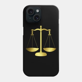 Gold Scales Of Justice on Black keeping law and Order Phone Case