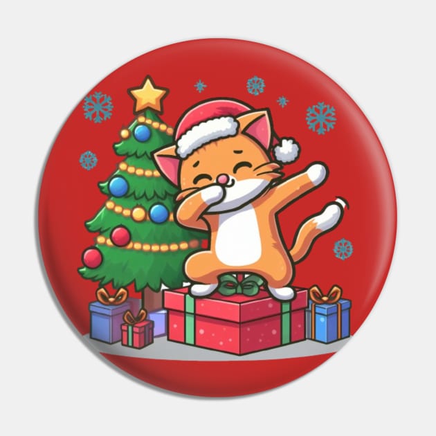 Kitty Dab Vibes: Cat in Christmas Sweater T-Shirt Pin by Imaginate