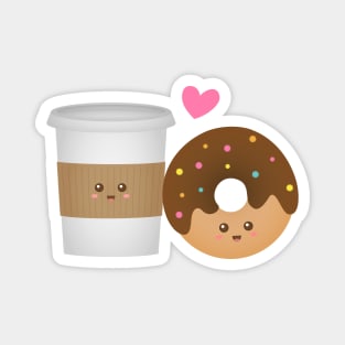 Cute Coffee And Donut, Perfect Together Magnet