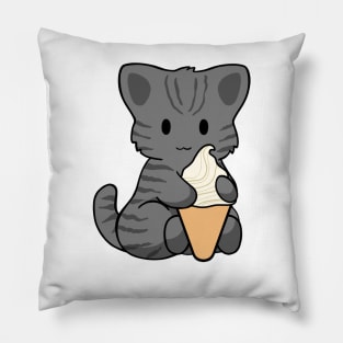 Ice Cream Black Tabby Cat Pillow
