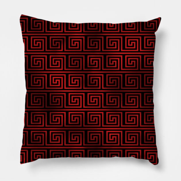 Black and Ruby Red Foil Vintage Art Deco Key Pattern Pillow by podartist