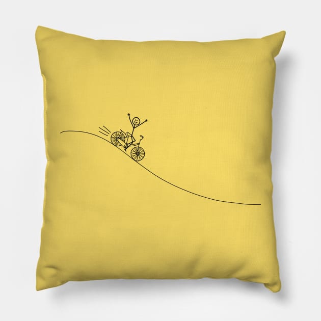 Fun Cycling Downhill Pillow by Earl Grey