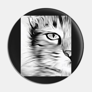 Cat half face drawing design Pin