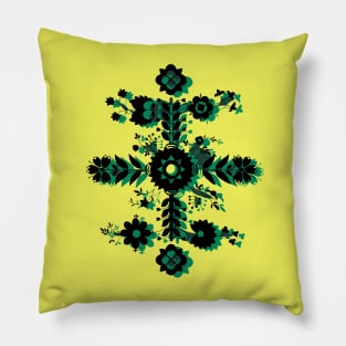 Swedish folk flowers yellow Pillow